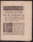 n.n - Ampliatie, van het reglement op het prothocolhouden in Veluwen en Veluwen zoom van den 3. April 1733.