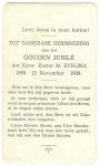 Bidprentje - Bidprentje ter herinnering aan het gouden jubilé der Eerw. Zuster M. Evelina 1889 - 1939. [= Odilia Maria van der Poel (1865-1958), Zuster van de Barmhartigheid te Ronse].