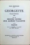 Paul Léautaud - Georgette   Journal littéraire 1903   suivi de petites notes sur Alfred Vallette et de Fagus