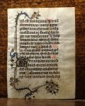  - 14 century Manuscript leaf on vellum from book of hours