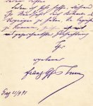 THUN UND HOHENSTEIN, Franz Graf von - Handschriftlicher Brief an einem 'Sehr verehrter Herr', datiert Prag 21/9 [18]91.