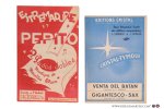 Poujex, Guy Simon, Ruiz Manola, Maurice Brun, A. Urmeneta & J. Castillos - 5 partitions musicales. Pt format, pour 10 paso-doble: 1) Le compositeur Jean Poujex présente 2 paso-dobles Pampéro & Val de Pinos. Créations de l'orchestre Denis Marcel. - 2) Toréros & piccadors. Bal Castillan. 2 paso-doble de Guy Simon. - 3)...
