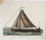 Groenewegen, Gerrit (1754-1826) - Handcolored etching/handgekleurde ets: Een Friese praam/Frisian sailing boat, 1791.