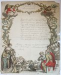  - [Nieuwjaarswensch / New Year Wishes, 1843] Abraham van Exter. Hand colored wishcard with the Nativity and adoration of the shepherds, dated 1843, 1 p.