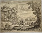Barrière, Dominique (1610/20-1678) after Lorrain, Claude (1600-1682) - [Antique print, etching] St. George slaying the dragon [or Bellerophon slaying the Chimaera]/Sint Joris en de draak, D. Barriere, 1666, 1 p.