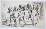 Hollar, Wenzel (1607–1677) after Avont, Pieter van (1600-1652) - [Antique print, etching] Dance of cherubs in the country [Paedopaegnion]/Cherubijntjesdans, ca 1645.