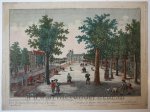 Isaac van Haastert (1753-1834) Georg Balthasar Probst (1732-1801) - [Handcolored Opticaprent/Optical view The Hague/Den Haag] Gesigt, van het Buyten-Hof na het Hof te zien, in S'Gravenhage (Buitenhof Den Haag), published ca. 1770.