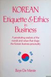 Mente, Boye De - Korean etiquette & ethics in business