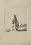Stefano della Bella (1610-1664) - Antique print, etching, Military, Della Bella | Rider on horseback going ahead of the troops (Voorste ruiter te paard, Divers Exercices de Cavalerie [3]), published ca. 1650, 1 p.