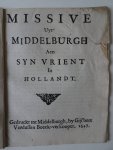 N.n.. - Missive uyt Middelburgh aen syn vrient in Hollandt (1647)