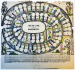  - [Antique game, board game, colored woodcut] Goose game, ganzenbord, published ca. 1827-1894.