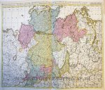 Gerard Valck (1651-1726) and Leonard Valck (1675-1746) - [Antique print, cartography, handcolored engraving] Map of Northern and Eastern Germany, Circulus Saxoniae inferioris, published ca. 1702.