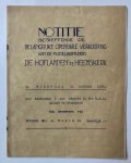 [VEILINGBOEKJE ONROEREND GOED] - [Veilingboekje betreffende onroerend goed Heemskerk, Noord-Holland] Notitie betreffende de belangrijke Openbare Verkooping van de modelboerderij "De Hoflanden" te Heemskerk, Notaris Mr. J. Walig te Zaandijk, te Heemskerk 1936,
