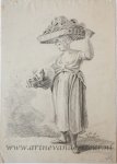 Michiel Jacobus van der Schaft (1829-1889) - [Antique drawing] Woman carrying a basket (vrouw die mand draagt), ca 1850-1900.