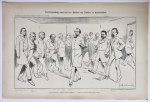 Braakensiek, Johan (1858-1940) - [Original lithograph/lithografie by Johan Braakensiek] Voorbereiding voor het a. s. Hofbal ten Paleize te Amsterdam, 2 April 1899, 1 pp.