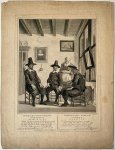 Jan Punt (1711-1779) and Pieter Tanjé (1706-1761) after Cornelis Troost (1697 - 1750) - Satirical antique print, etching and engraving, theater | Huwelyks voorstelling / The marriage proposal, published 1754, 1 p.