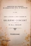 Bruxelles: - [Programmzettel] Deuxième Concert sous la direction de Désiré Defauw