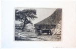 Laurent Verwey van Udenhout (1884-1913) - [Modern print, etching] View on a farm house (boerderij), published 1912.