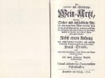 Nachdruck für St. Jakobskellerei Schuler + Cie AG, Schwyz + LUZERNE.L.W.   23 nov, 1752 - D E R  W E I N- A R Z T   Der curieus und offenherzige