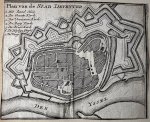 Leth, Hendrik de. - Steelengraving 1740 | Steel engraving of the city of Deventer: Plan van de Stad Deventer, 9 x 11 cm, 1 p.