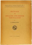 TERTULLIANUS, TERTULLIANI, HOPPE, H. - Beiträge zur Sprache und Kritik Tertullians.