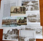  - Elf reproducties van ansichtkaarten van het Centraal Station in Amsterdam begin 20ste eeuw, waarvan drie in kleur.