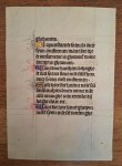  - 15th Century Dutch Manuscript leaf on Vellum