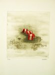 NEDELEC, Michele - Trois arceaux et 1 boule. Original coloured etching.