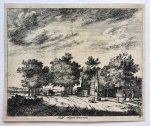 Vinne, Jan Vincentsz. van der (1663-1721) - [Antique print, etching] Half wegen Overveen [set: ‘Gesiten buyten Haarlem’], published before 1700.