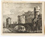 Caspar Jacobsz. Philips (1732-1789) - Antique print, etching | Small view with ruins, published 1766, 1 p.