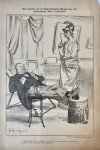 Braakensiek, Johan (1858-1940) - [Original lithograph/lithografie by Johan Braakensiek] Een bezoek van de Nederlandsche Maagd aan den oud-minister Tak v. Poortvliet, 14 Juni 1896, 1 pp.