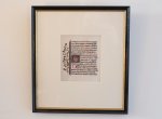 - 15 century manuscript leaf on vellum from book of hours with large decorated initial heightened in gold(framed) - 15 century manuscript leaf on vellum from book of hours with large decorated initial heightened in gold(framed)
