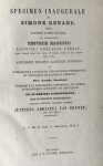 Gennep, Justinus Adrianus van, uit Groningen - Specimen inaugurale de Simone Renard [...] Groningen J.B. Huber 1858