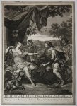 Edme Jeaurat (1688-1738), Bernard Picart (1673-1733), after Charles Le Brun (1619-1690) - [Antique print, etching] Meleager and Atalanta (tapisserie of the Duc d'Orleans), published 1720, 1 p.