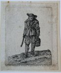 Gillis van Scheyndel (I) (1594/96-ante 1660) - [Antique print, etching] Standing man with a basket in his left hand /Staande man met emmer in de hand, before 1660.