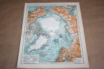  - Oude kaart - Noordpool met omliggende landen - circa 1905