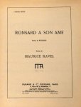 Ravel, Maurice: - Ronsard à son ame. Poésie de Ronsard