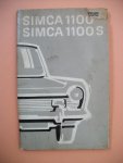 - Simca 1100 en Simca 1100 S, gebruiksaanwijzing - Simca 1100 en Simca 1100 S, gebruiksaanwijzing