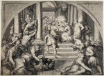 Jacob Matham (1571-1631), after Taddeo Zuccaro (1529-1566), published by Robert de Baudous (1574/5-1659) - Antique print, engraving | The Last Supper (het laatste avondmaal), published 1616, 1 p.