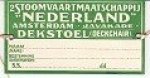  - Label SMN voor een vaste dekstoel aan boord Met touwtjes, gekartonneerd