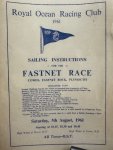  - Royal Ocean Racing Club 1961: Sailing instructions for the Fastnet Race Cowes, Fastnet Rock, Plymouth.
