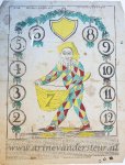  - [Centsprent/catchpenny print, antique game, gambling] Het nieuw Arlequin Spel. / Le nouveau Jeu d’Arlequin. No. 84, published ca. 1830-1840.