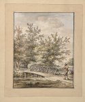 Anonymous. - Watercolour drawing, ca 1900 | Landscape with bridge, 1 p.