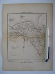  - Oudtijds grensgekleurde lithografie van de Provincie Groningen plm 1867