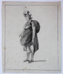 Woensel, Petronella van (1785-1839) - Standing peasant woman with hat.(Tekening van staande boerin met hoed).
