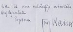 KAISER, Georg - Handgeschreven brief aan 'Sehr geehrter Herr den Brabander', gedateerd 'Sonnabend'.