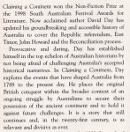 Day, David - CLAIMING A CONTINENT - A new history of Australia