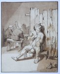 Bernardus Schreuder (fl. 1767-1780), after Adriaen  Brouwer (1605-1638), supervised by Cornelis Ploos van Amstel (1726-1798) - Antique printdrawing | Drunken farmer in a inn/Dronken boer in herberg, published 1775, 1 p.