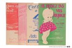 Telly, V. Aubin, Geo Valdy, Didier Gold - 4 partititions musicales. Pt format. (chansons & piano): 1) Telly (paroles), Laurent Halet (musique). Ne brisez pas vos joujoux. Chanson chantée par Suzanne Valroger, Georgina Marsa et Delmas. 1921. - 2) V. Aubin (paroles), A. Cidale (musique)...