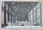 Jan Caspar Philips (1680/1700-1775), after Cornelis Pronk (1691-1759) - [Antique print; antieke prent, ets en gravure] Afbeelding van de vergaderplaats van de Heeren Staaten van Holland en Westfriesland; te zien uit het westen van tusschen de gestoeltens der staats sekretarissen, welker standplaatsen door de lette...